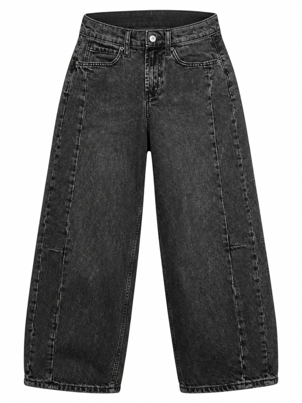 Old Navy Black Stonewash High-Rise Black Barrel Jeans Sz 4
